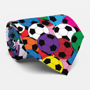 Multi Coloured Soccer Ball Collage - One Side Tie
