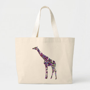 Multi-coloured spotted Giraffe Large Tote Bag