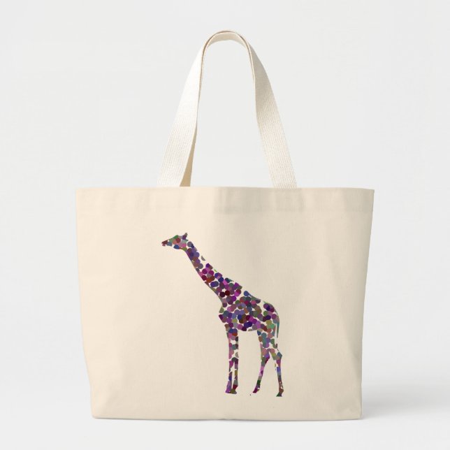 Multi-coloured spotted Giraffe Large Tote Bag (Front)