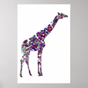 Multi-coloured spotted Giraffe Poster