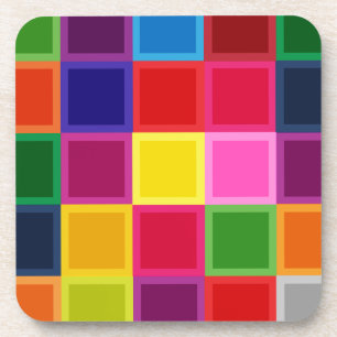 Multi Coloured Squares and Stripes Girly Coaster