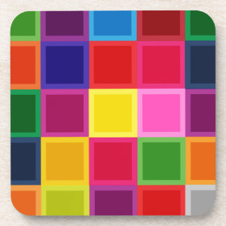 Multi Coloured Squares and Stripes Girly Coaster