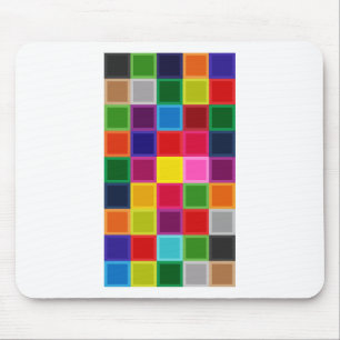 Multi Coloured Squares and Stripes Girly Mouse Pad