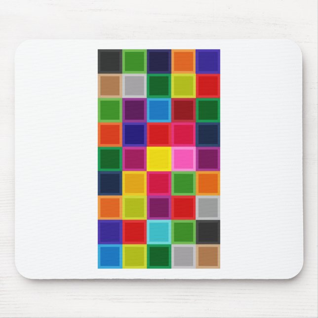 Multi Coloured Squares and Stripes Girly Mouse Pad (Front)