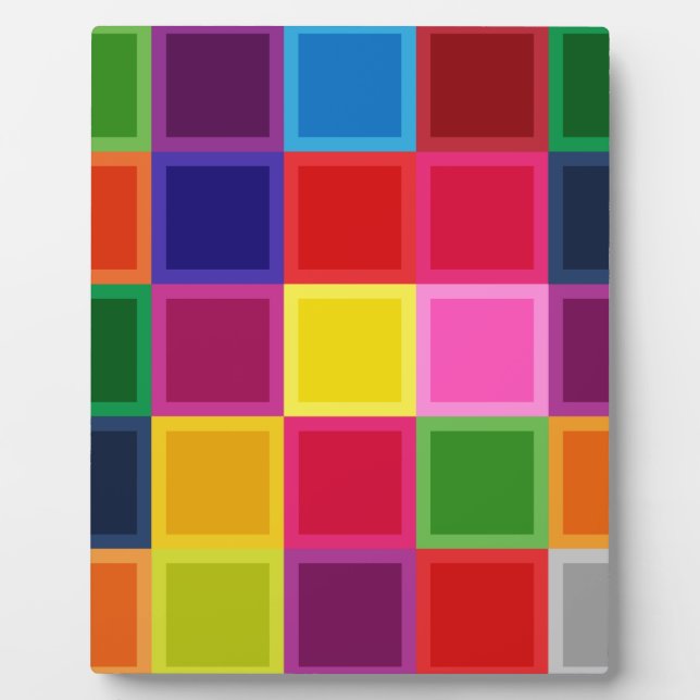 Multi Coloured Squares and Stripes Girly Plaque (Front)
