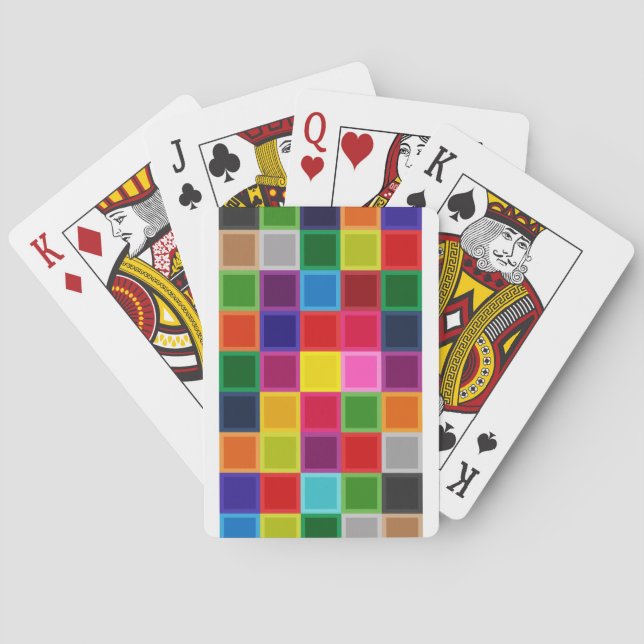 Multi Coloured Squares and Stripes Girly Playing Cards (Back)