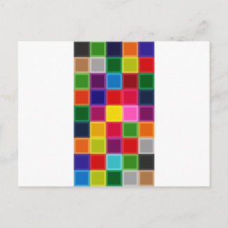 Multi Coloured Squares and Stripes Girly Postcard