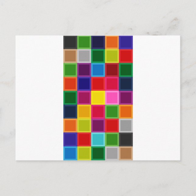 Multi Coloured Squares and Stripes Girly Postcard (Front)