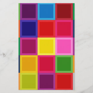 Multi Coloured Squares and Stripes Girly Stationery
