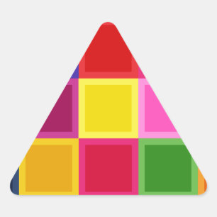 Multi Coloured Squares and Stripes Girly Triangle Sticker