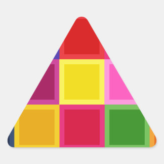 Multi Coloured Squares and Stripes Girly Triangle Sticker