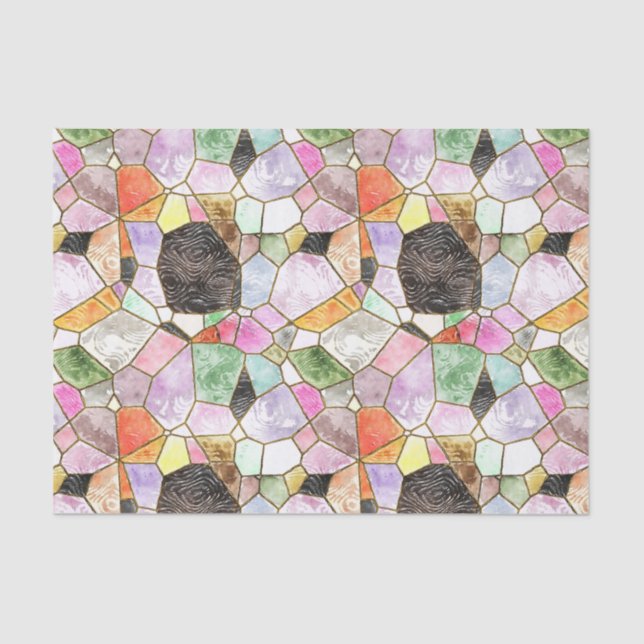 Multi-Coloured Stained Glass Mosaic Decoupage Tissue Paper (Front)