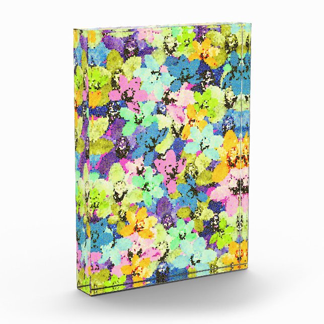 Multi Coloured Stained Glass Orchids, Photo Block (Left)