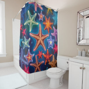 Multi-coloured Star Fish Design Shower Curtain