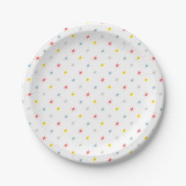 Multi Coloured Star Pattern Paper Plate (Front)