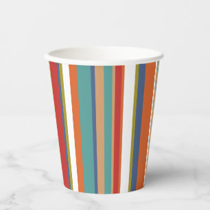 Multi Coloured Stripe Pattern Paper Cups