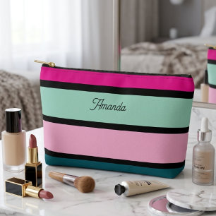 Multi coloured Striped Black Trendy Stylish Accessory Pouch