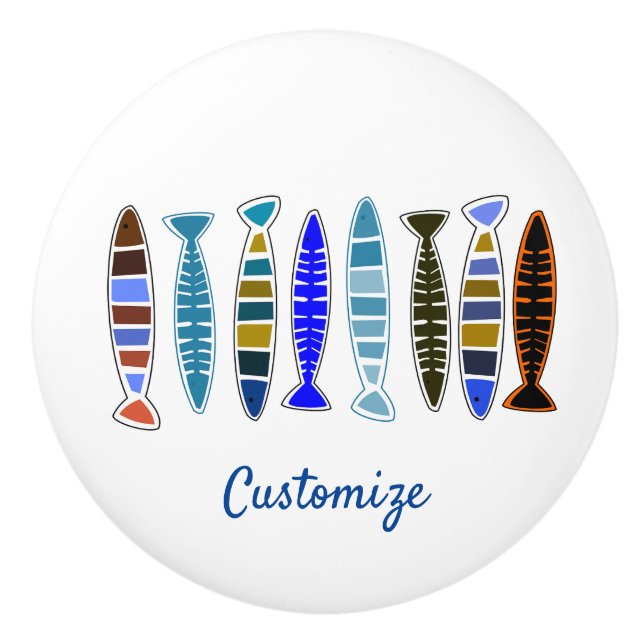 Multi-coloured striped fish Thunder_Cove  Ceramic Knob (Front)