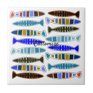 Multi-coloured striped fish Thunder_Cove Ceramic Tile