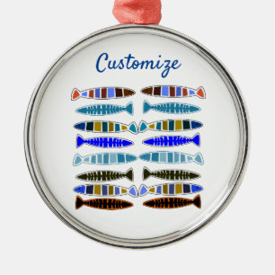 Multi-coloured striped fish Thunder_Cove  Metal Ornament