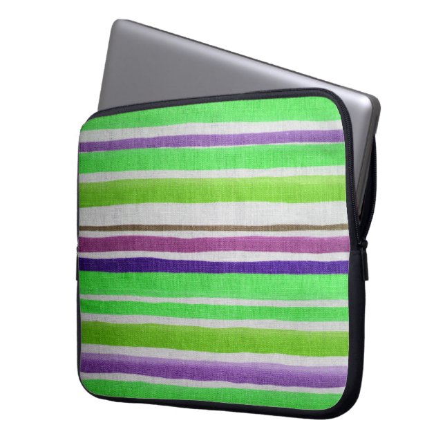 Multi-coloured Striped Laptop Sleeve (Front Left)