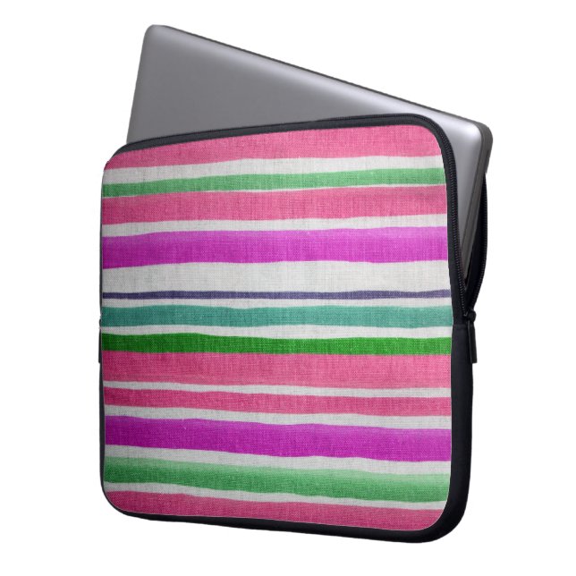 Multi-coloured Striped Laptop Sleeve (Front Left)