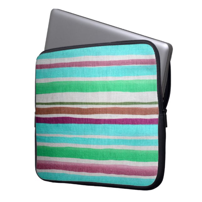 Multi-coloured Striped Laptop Sleeve (Front Left)