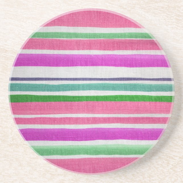Multi-coloured Striped Sandstone Coaster (Front)