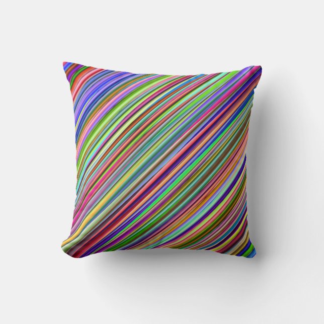 Multi-Coloured Striped Throw Pillow (Front)
