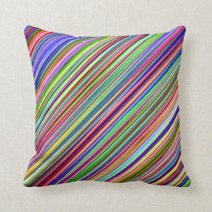 Multi-Coloured Striped Throw Pillow