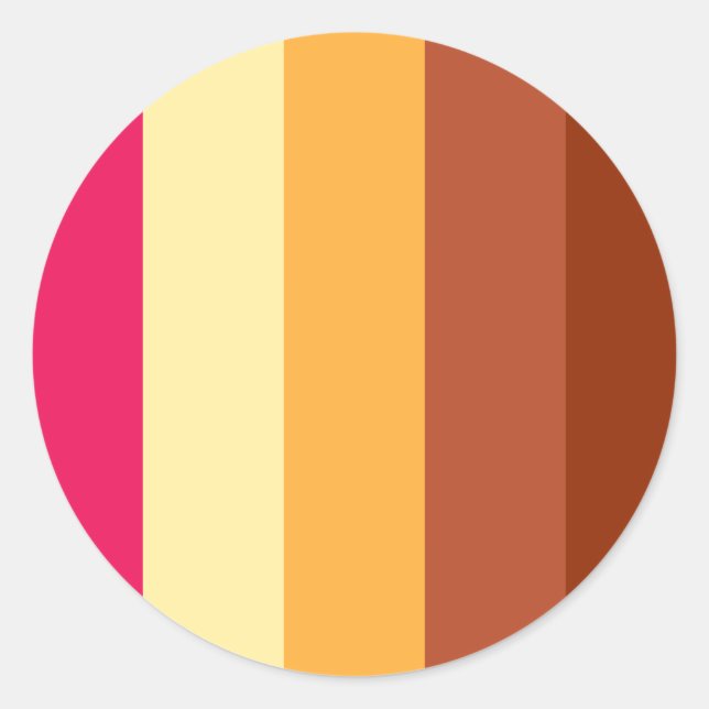 Multi Coloured Stripes Classic Round Sticker (Front)