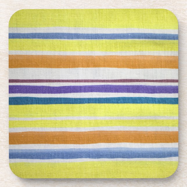 Multi-coloured Stripes Cork Coaster (Front)