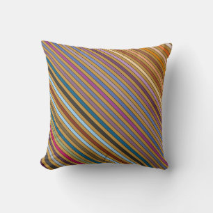 Multi-Coloured Stripes & Ochre Cushion