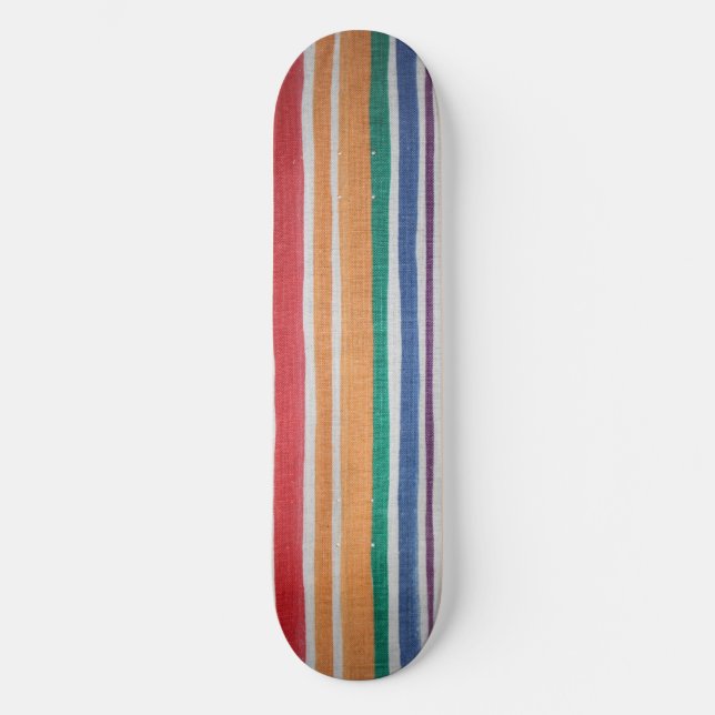 Multi-coloured Stripes Skateboard Deck (Front)