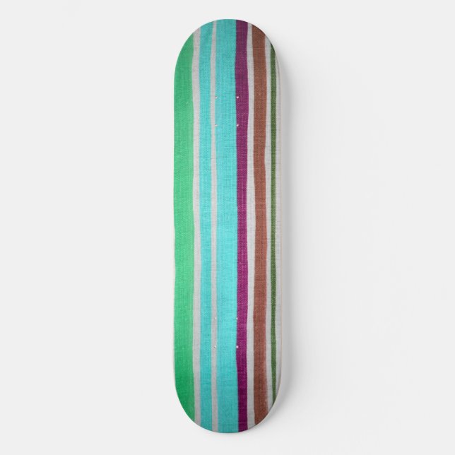 Multi-coloured Stripes Skateboard Deck (Front)