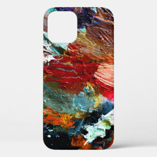 multi-coloured strokes of oil paint on the artist' iPhone 12 case