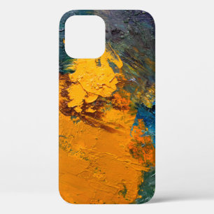 multi-coloured strokes of oil paint on the artist' iPhone 12 case