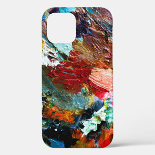 multi-coloured strokes of oil paint on the artist' iPhone 12 case