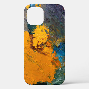 multi-coloured strokes of oil paint on the artist' iPhone 12 case