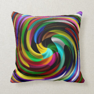 Multi Coloured Swirl Retro Art Design Abstract Cushion