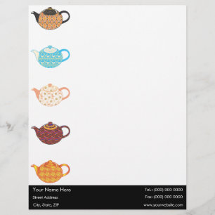 Multi-coloured Tea Kettles Customised Letterhead