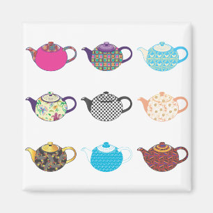 Multi-coloured Tea Kettles Magnet