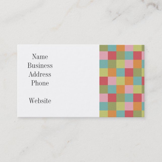 Multi Coloured Tiles Quilt Squares Colourful Plaid Business Card (Front)