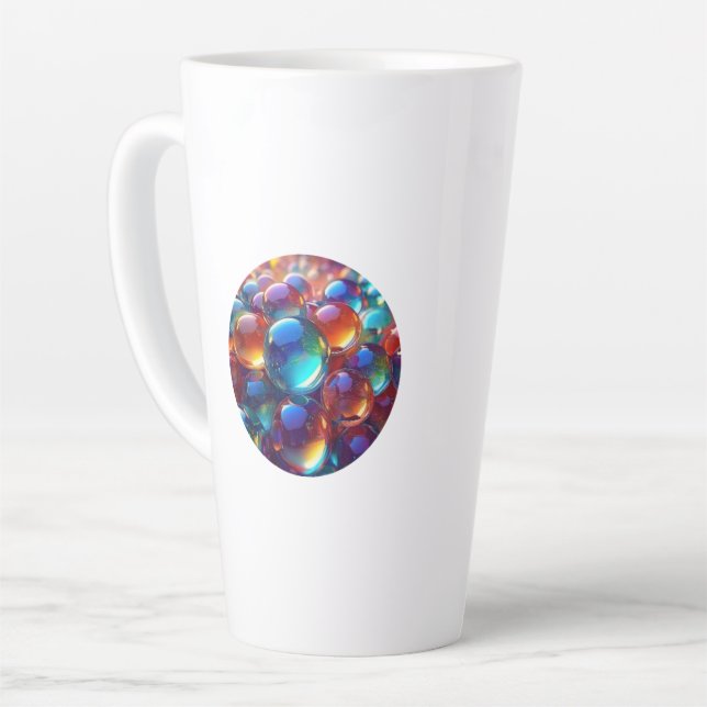 Multi Coloured Transparent Glass Balls Latte Mug (Left Angle)