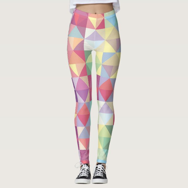 Multi-coloured Triangles Pattern Leggings (Front)