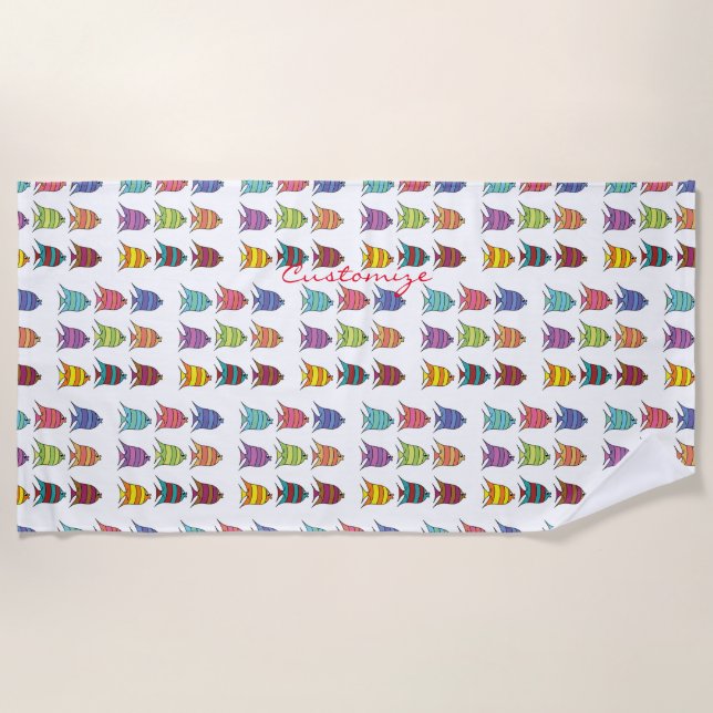 Multi-coloured Tropical Fish Thunder_Cove  Beach T Towel (Front)