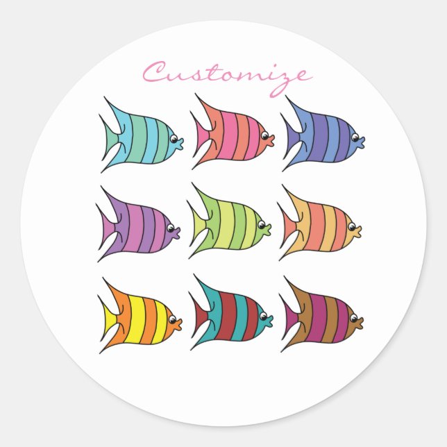 Multi-coloured Tropical Fish Thunder_Cove Classic Round Sticker (Front)
