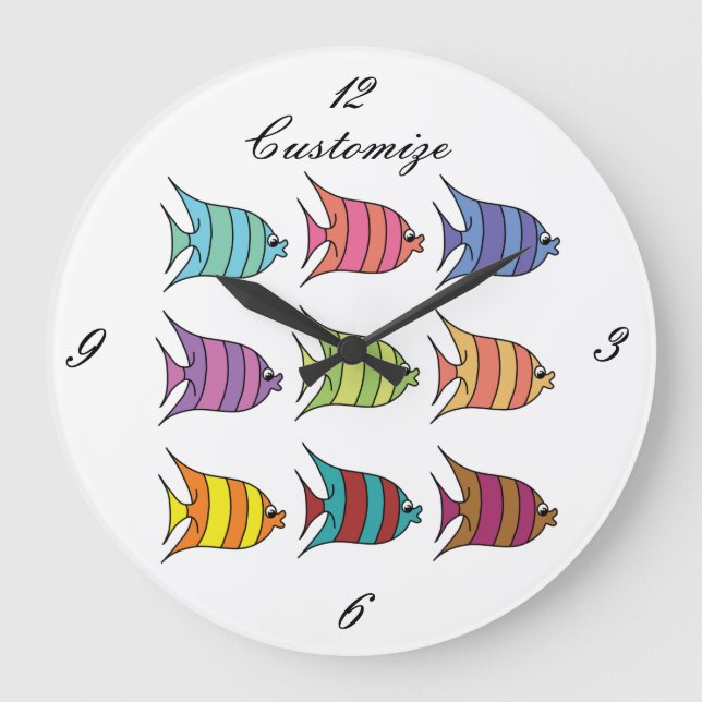 Multi-coloured Tropical Fish Thunder_Cove Large Clock (Front)