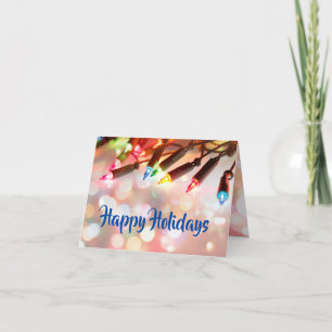 Multi-coloured Twinkle Lights Christmas bokeh Holiday Card