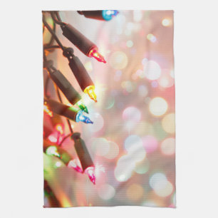 Multi-coloured Twinkle Lights Christmas kitchen Tea Towel